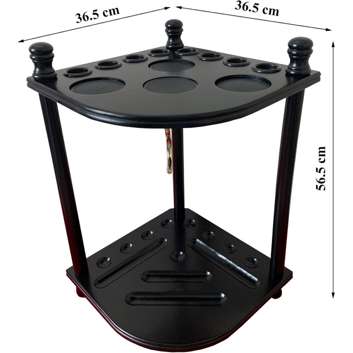 Стійка для більярдних київ GACCO BILLIARDS на 8 київ та аксесуари, з тримачем для куль, з кутів, з масиву дерева, чорна