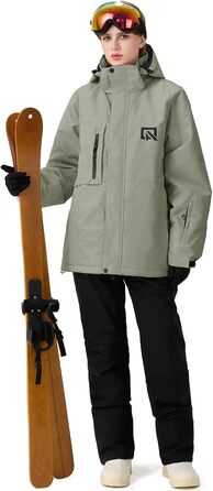 Жіночий сніговий костюм HOUZONIY: комплект куртки та штанів для сноубордингу та катання на лижах, водонепроникний, теплий, знімний капюшон, розмір M, кольори: зелений + чорний 2021