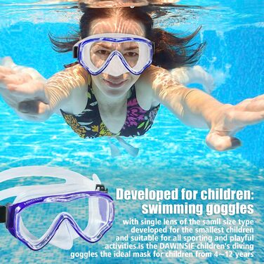 Набір для снорклінгу для дітей HIKOTEY, сухий снорклінг, маска для снорклінгу з антизапотівальною панеллю, водонепроникні затички для вух, блакитний (B1-Pazifik)