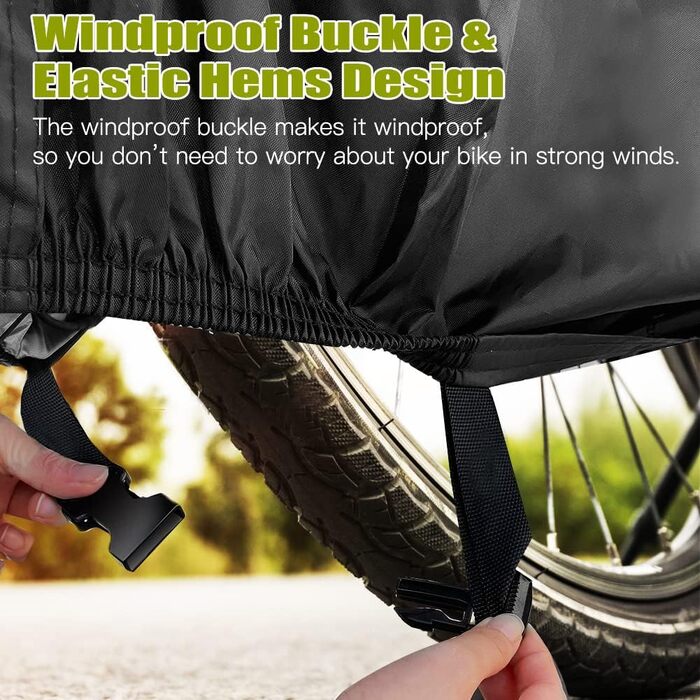 Водонепроникний чохол для велосипеда з щільного оксфордського полотна з кільцями для замка, ПУ-покриття, 200 x 110 x 90CM, з сумкою для зберігання, для зовнішнього використання