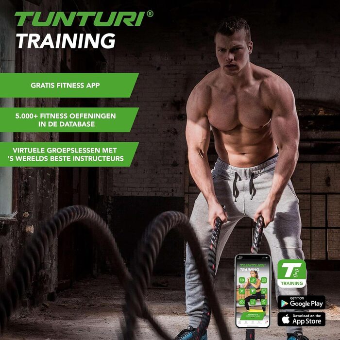 Трендовий бойовий канат Tunturi для функціональних тренувань, 9/12/15 метрів