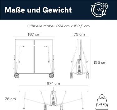 Стіл для тенісу Cornilleau 200x: вуличний, складаний, водостійкий, 5мм меламінова плита, синій/сірий