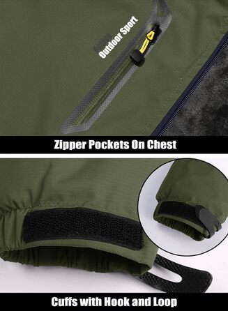 Зимова куртка MAGCOMSEN для чоловіків: тепла, водонепроникна, з капюшоном. Ідеальна для катання на сноуборді, активного відпочинку та роботи. Розмір XXL, колір хакі.