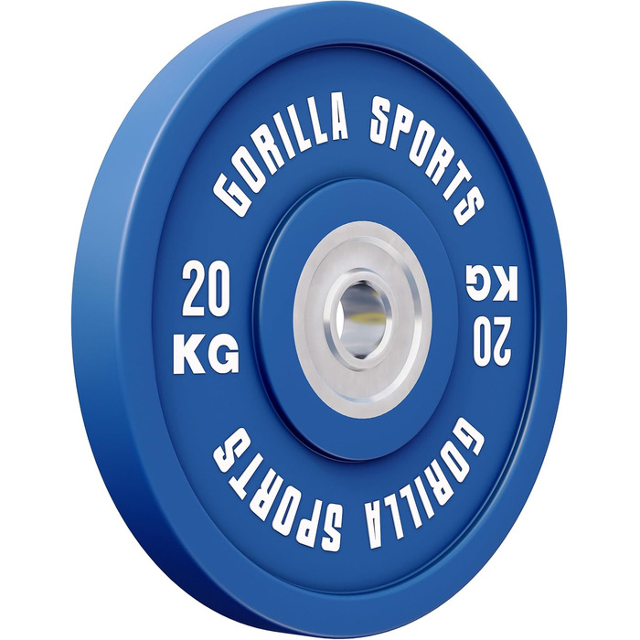 Бамперні диски GORILLA SPORTS 20 кг, 50 мм, гумові, для штанги, олімпійські вагові плити