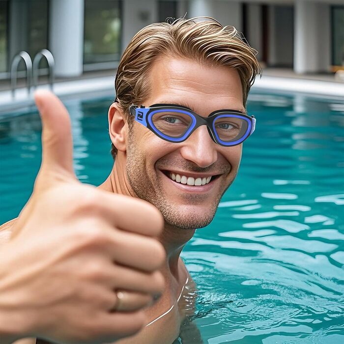 Окуляри для плавання W1 для дорослих (чоловічі/жіночі), антизапітніння, захист від УФ, водонепроникні, унісекс, підлітки, чорно-синій колір, прозорі лінзи