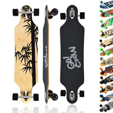 Longboard MAXOfit: Дошка для скейтбордингу з кленового/бамбукового дерева для початківців та професіоналів