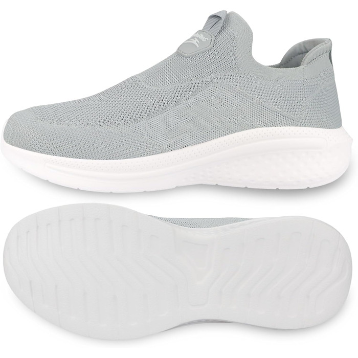 Чоловічі кросівки без шнурівків Slip-on, сірий, розмір 41 EU. Легкі, дихаючі, зручні спортивні кросівки для повсякденного носіння та бігу.