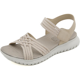 Жіночі сандалії літні для ходьби, відпочинку, спорту та пляжу. Платформа, антиковзаюча підошва, розміри 35-42 EU, колір бежевий. Стиль A