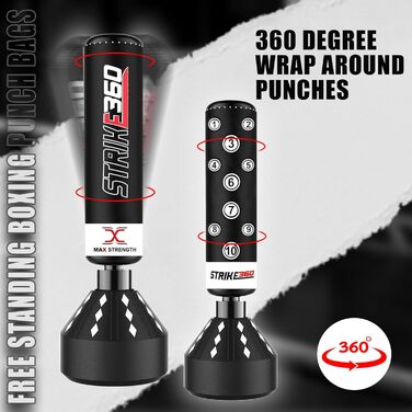Стійкий боксерський мішок 1,8 м Max Strength для боксу та кікбоксингу, MMA, фітнесу, чорний, самостійний тренажер