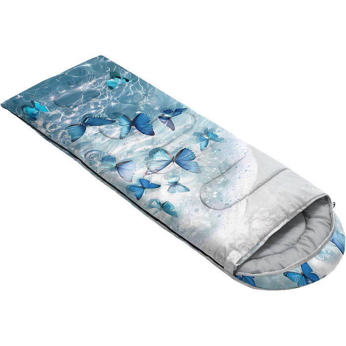 Спальний мішок HOSIMA з принтом у вигляді футболу, для холодного клімату, дорослий, дитячий, водонепроникний, для кемпінгу, туризму, подорожей, полювання, компресійний мішок (Метелик-2)