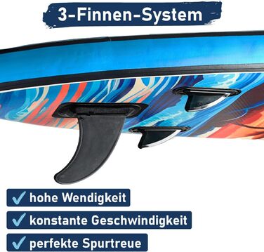 Надувний SUP-борд BRST Tropic | Комплект для станд-ап паддлбордингу | 320x81x15 см | 6 дизайнів | 5 років гарантії | з аксесуарами | 2-в-1: SUP та каяк | кріплення для Action Cam, фіксатор для ноги, насос, рюкзак (Sunset)