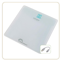 Ваги для людей LITTLE BALANCE 8656 Blue Tech USB-R, без батарей, перезаряджувані, USB, ремонтопридатні, до 200 кг, білі
