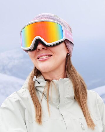 Лижні окуляри Findway для катання на сноуборді та лижах, OTG для окулярів, захист від UV та запотівання, рожеві, унісекс
