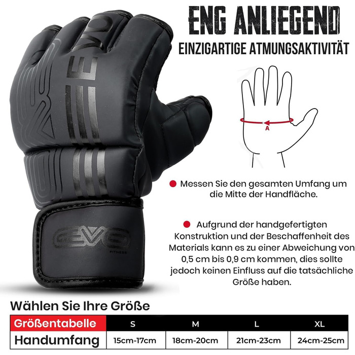 Рукавички для ММА EVO Fitness: чоловічі та жіночі, для тренувань, боротьби, спарингу, карате, Taekwondo, боксу, Muay Thai, кікбоксингу. Чорний колір