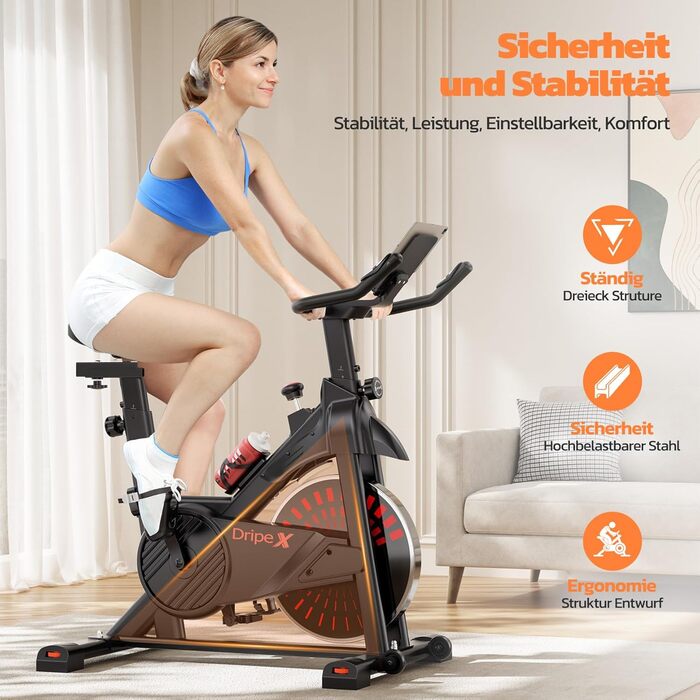 Велотренажер Dripex: стабільний, комфортний, з тримачем для планшету, до 150 кг, для дому