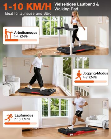 Бігова доріжка електрична складана з кутом нахилу 9%, 1-10 км/год Walking Pad для дому та офісу, двигун 3.0 к.с., LED-дисплей, амортизація, до 140 кг, чорна