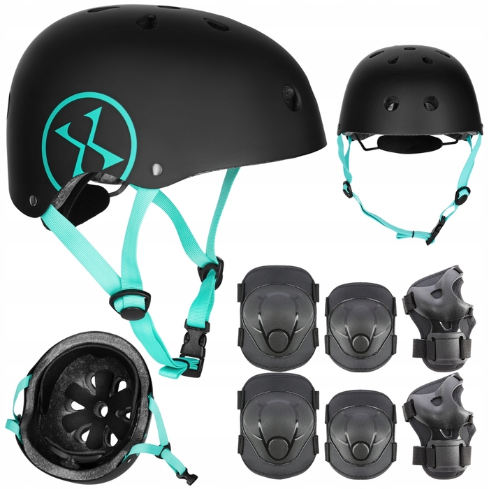 Регульований велосипедний шолом та комплект захисту для роликів, велосипеда та скейта, розмір XS