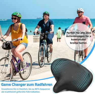 Широке велосипедне сідло CDYWD для чоловіків та жінок: зручне, широке, з м'якою піною, ергономічне, універсальне для гірського велосипеда, city bike, електробіка, тренажера, чорне