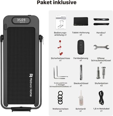 Електричний біговий тренажер Mobvoi Home Laufband SE 2.5 PS, 12 км/год, компактний, складний, з пультом ДУ, для дому, з додатком TicSports, чорний