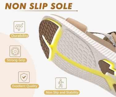 Зручні ортопедичні сандалії для трекінгу KuaiLu для жінок. Легкі сандалії для піших прогулянок та активного відпочинку. Розмір 36 EU, колір N Beige.