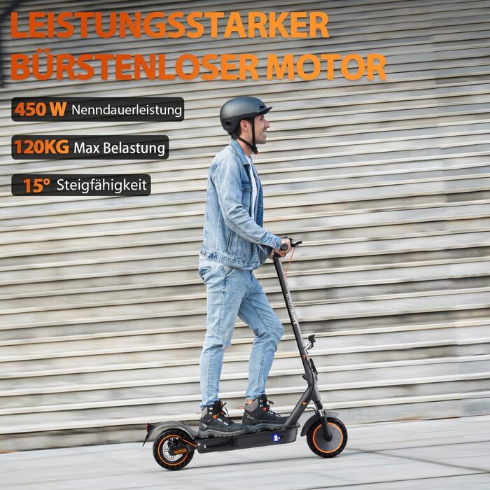 Електросамокат E9MAX для доріг, для дорослих, 40 км, 36В 10Аг, 120 кг, 10'' колеса, подвійна гальмівна система, офроуд