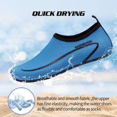 Водні черевики WateLves для плавання та відпочинку на пляжі: чоловічі та жіночі, швидко сохнуть, дихаючі, унісекс, розміри 34-47 EU, кольори: світло-зелений, блакитний