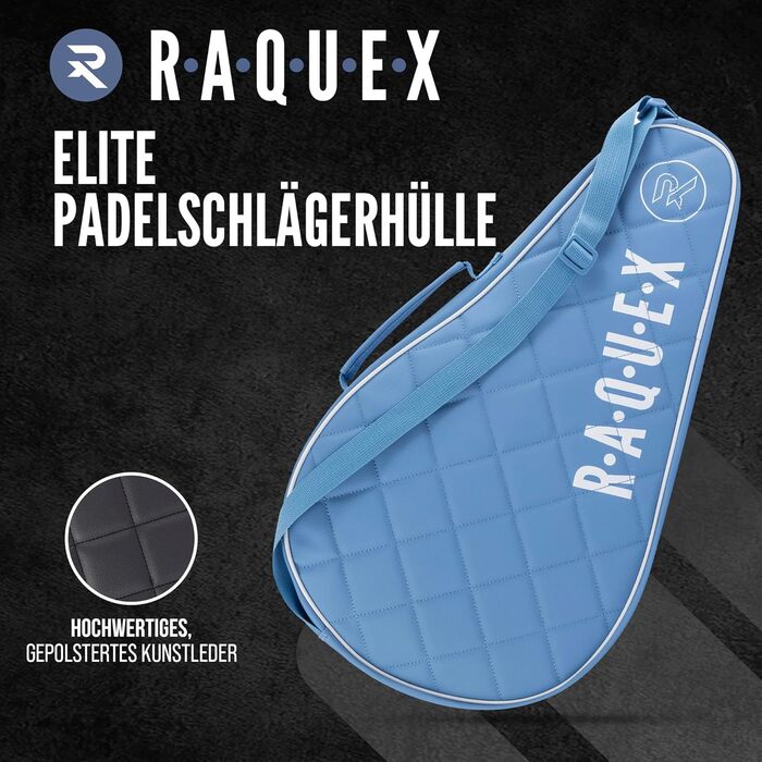 Елітна сумка для падельної ракетки Raquex, синя або чорна, з якісної стьобаної екошкіри, для чоловіків і жінок, з м’яким захистом – розкішний подарунок для гравців у падель