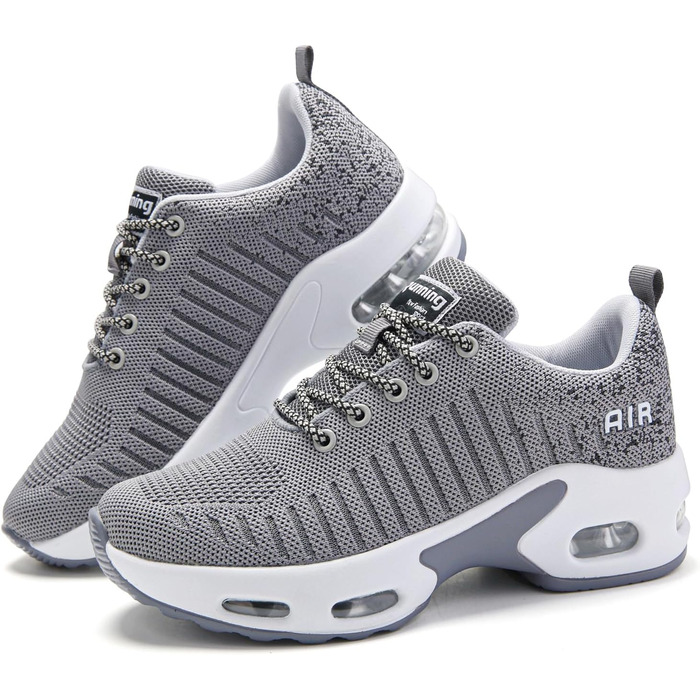 Жіночі кросівки для бігу з підтримкою склепіння стопи, повітряна подушка, комфортні снікерси чорно-білі (39 EU, сірий)