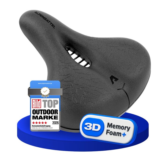 Велосідельний ALU-Sattel Alphensattel Ergonomic 3D Memory Foam: Комфортний для жінок та чоловіків, дихаючий, універсальний