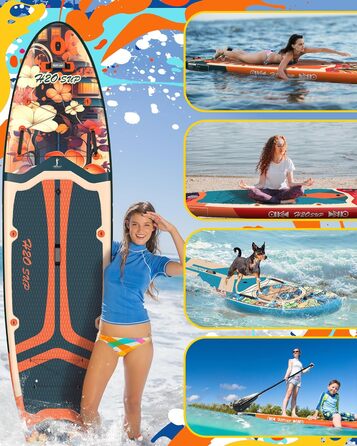 Надувний SUP-борд H2OSUP Stand Up Paddling Board - широка дошка для паділбордингу з преміум аксесуарами, стабільний надувний SUP для будь-якого рівня (зелений)