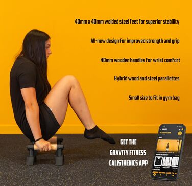 Паралелепи Gravity Fitness для калістеніки: стабільні, портативні, з гібридними дерев'яними ручками - для дому та студії