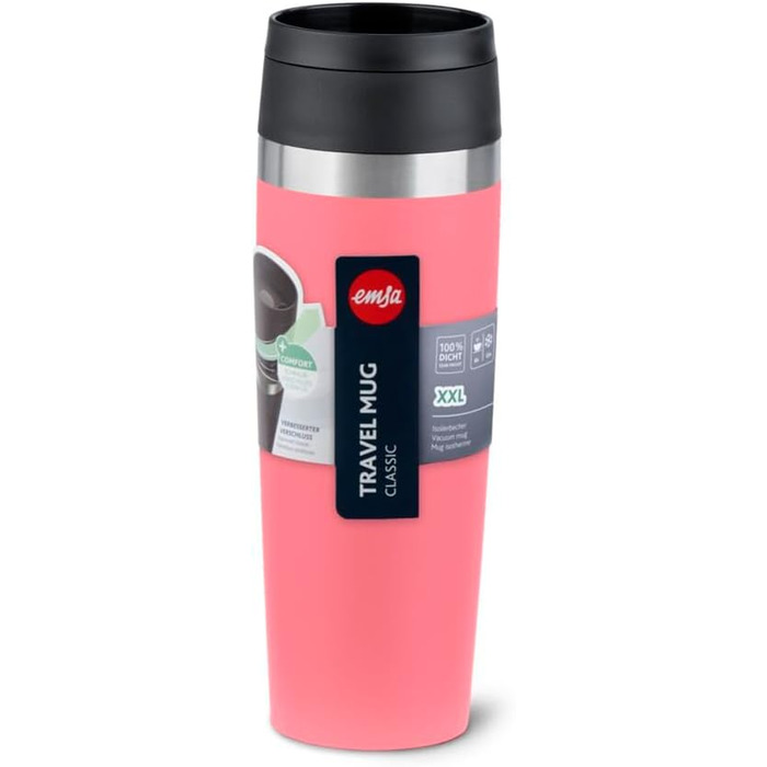 Термокухоль Emsa Travel Mug Classic 0,5 л, нержавіюча сталь, з гвинтовим затвором та відкриттям на 360°, Petrol Blau