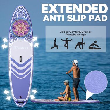 SUP-дошка надувна Totem Violett, широка, з фіном та ручним насосом для плавання