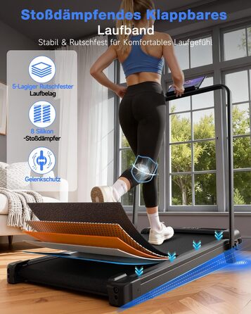Бігова доріжка для дому HomeFitnessCode з нахилом та електроприводом - компактний тренажер Walkpad до 10 км/год, чорний
