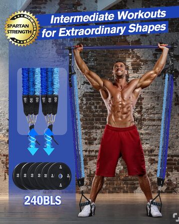 Набір еластичних стрічок для фітнесу та пілатесу з регульованою штангою, 20-360lbs, для дому