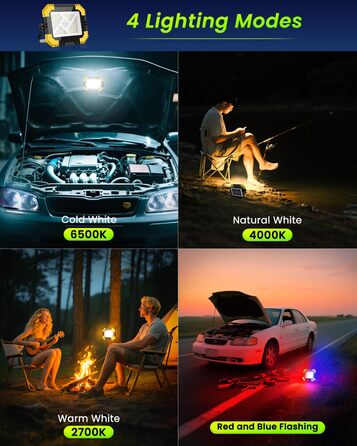 LED прожектор на акумуляторі CLV 200W, 20000mAh, IP66, вологостійкий, 4 режими, 2 рівні яскравості, для кемпінгу, USB, сонячна панель, для будівництва, жовтий