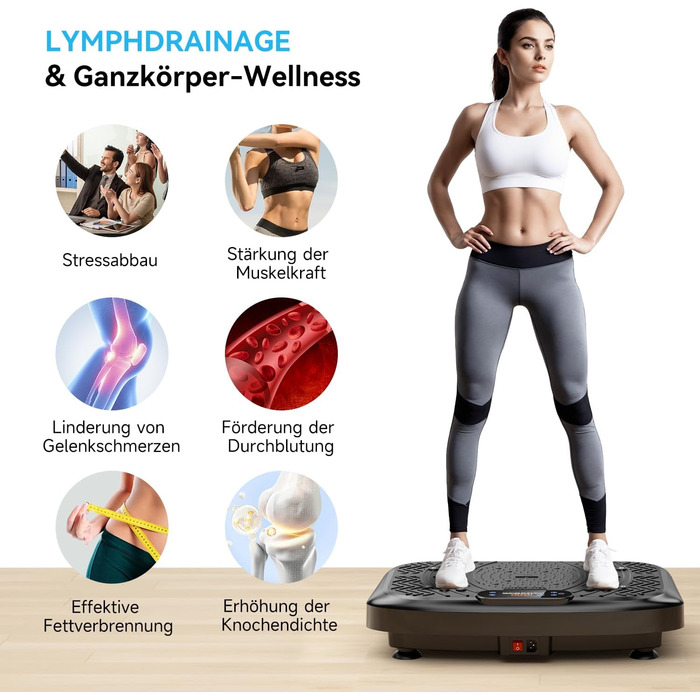 Віброплатформа з керуванням через додаток, пультом та LED-дисплеєм, до 220 кг, 199 рівнів вібрації для дому, Bluetooth, гуми для тренувань, 200W