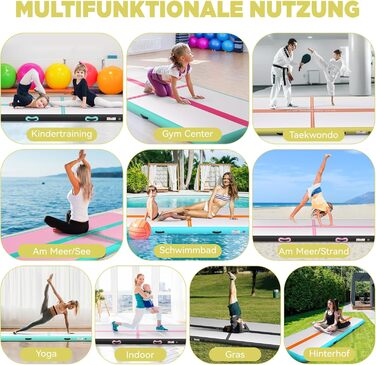 Мата Airtrack Matte для гімнастики, йоги та тренувань: 2/3/4/5/6м, 10/15см, з електричним насосом 600W, для дому, на вулицю, фітнес, оранжева + жовта