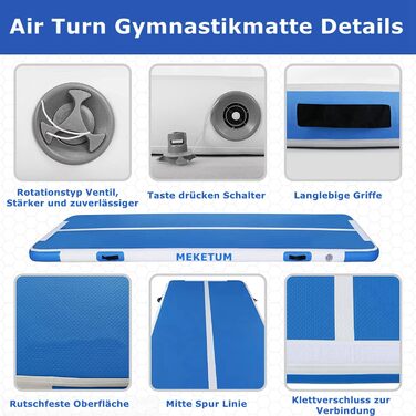 Килимок для гімнастики Dicke Turnen: 2м, 3м, 4м, 5м, 10/20см, 300х100х15см, 100х60см. Нековзкий, для дому, тренувань, йоги, фітнесу. Зелений, Синій