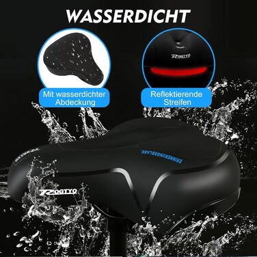 Велосипедне сідло з гелевою вставкою Pro 2.0: широке, м'яке, комфортне, дихаюче, з амортизацією, ергономічне, з піною з пам'яті, водонепроникне, чорне