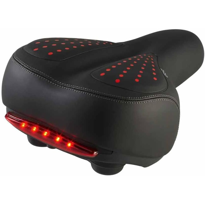 Велосипедне сідло EUROtops Gel з ліхтариком – комфортне сідло з гелевими подушками та двома пружинами, червоне світло безпеки, чорний колір, для чоловічих та жіночих велосипедів