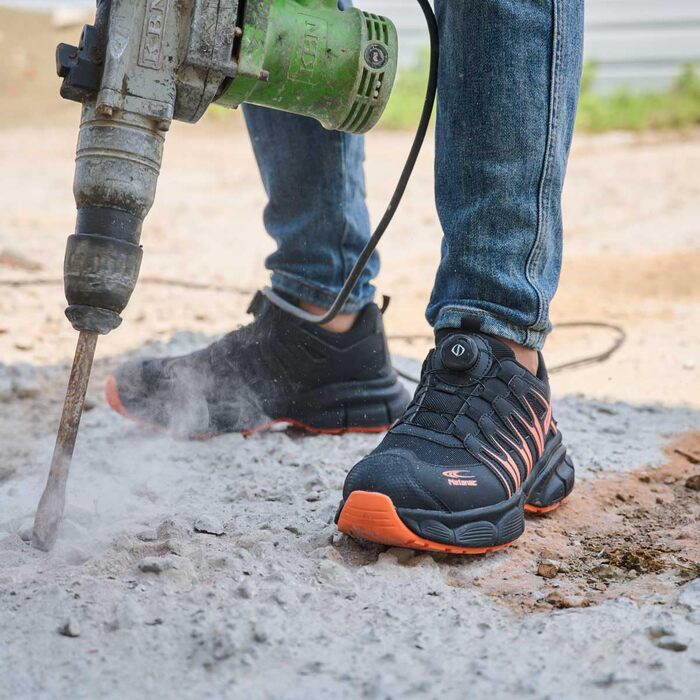Черевики робочі чоловічі легкі, захисні черевики зі сталевим підноском, жіночі, дихаючі, зручні, широка колодка, гумова підошва, зелені (помаранчеві, 43.5 EU)