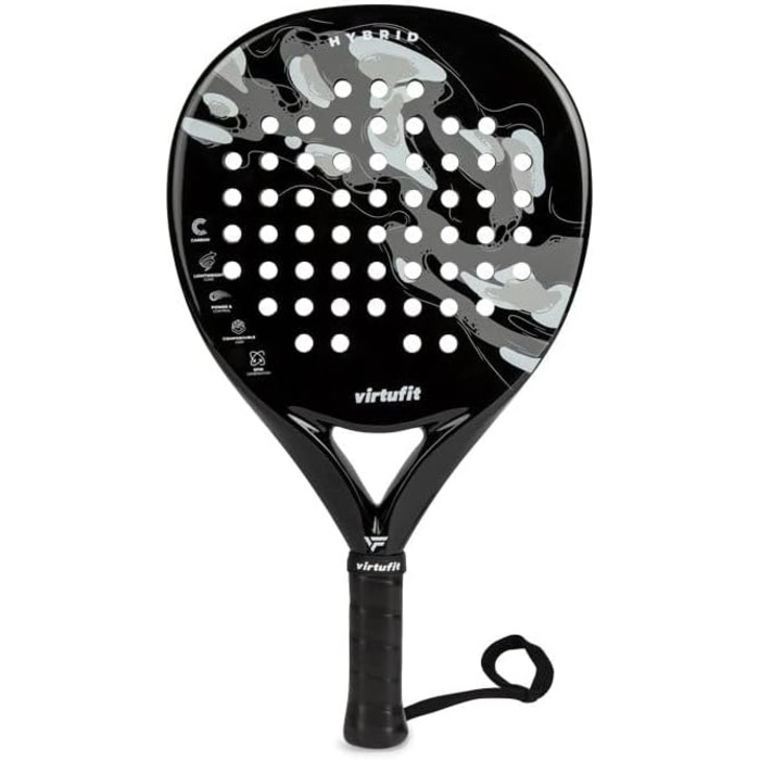 Плече ракетка VirtuFit для падел-тенісу: контроль, гібрид, для початківців та просунутих гравців, білий/срібний (Fusion Pro)