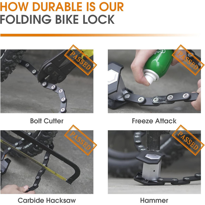 Замок для велосипеда ICOCOPRO Faltschloss, 85 см, висока безпека (чорний)