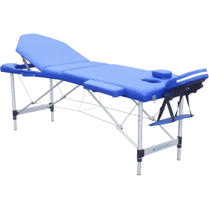 Складний масажний стіл Mobiclinic CA-01 Plus 186x60 см, алюміній, екошкіра, з підголівником, 3-секційний, для фізіотерапії, європейський бренд, регульована висота, портативний