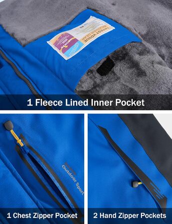 MAGCOMSEN Куртка зимова чоловіча тепла з підкладкою, водонепроникна, для катання на сноуборді, для активного відпочинку, робоча куртка з капюшоном, блакитна L