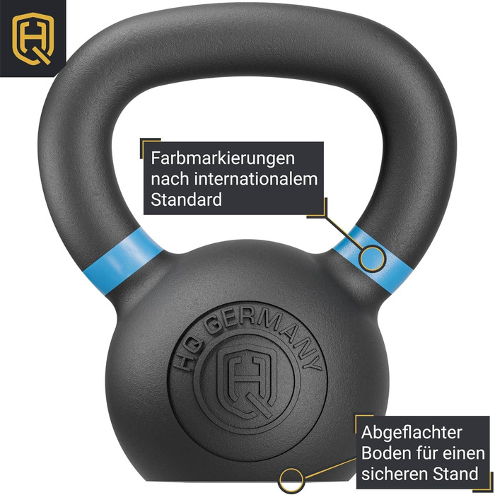Гиря HQ Germany® Powdercoat, суцільнолита, 2-32 кг, стартовий набір, допуск ваги ±2%