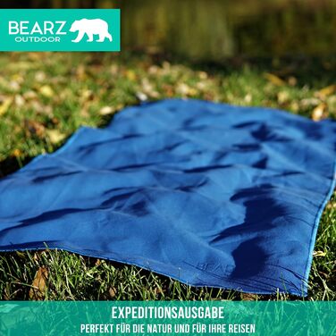 Набір рушників BEARZ Outdoor з мікрофібри (120x60см + рушник для обличчя) - легкі, швидковисихаючі рушники для пляжу, подорожей, спорту та кемпінгу, блакитно-темно-синій