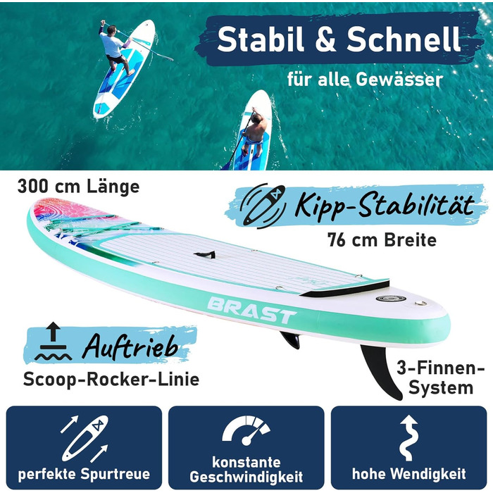 SUP дошка BRAST Lady Mandala 300 см: Набір для жінок (каяк-сидіння, камера, помпа, рюкзак)
