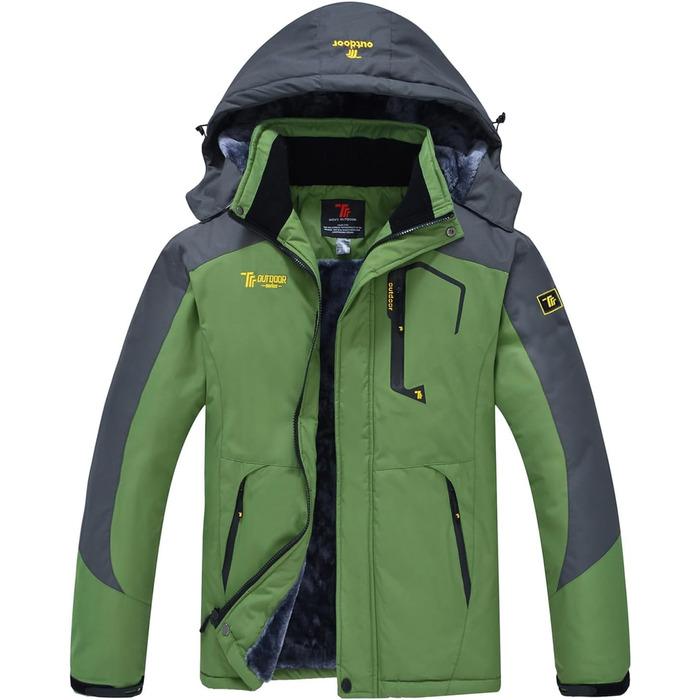 Куртка Ysento для чоловіків, зимова, софтшел, водонепроникна, тепла, з капюшоном, для активного відпочинку (зелена, розмір L)